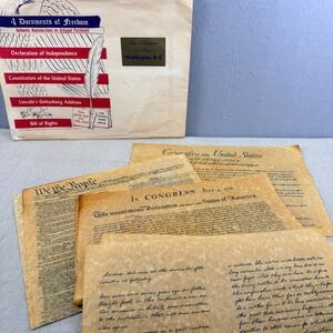 Vintage 1956 4 Documents of Freedom Antiqued Parchment Reproductions Set D.C.